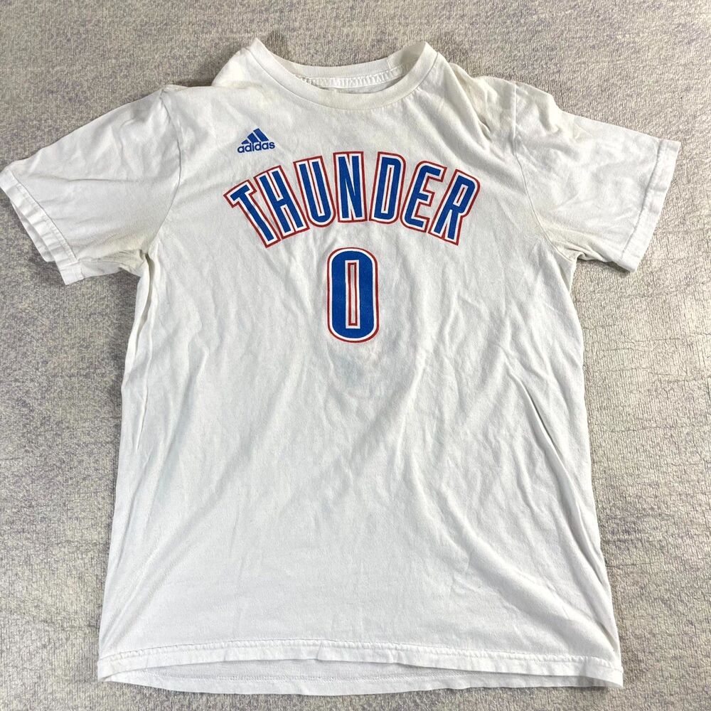 Adidas White Tshirt NBA OKC Thunder Boys Size L